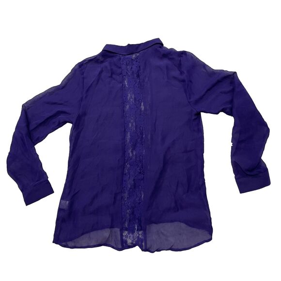 FREE CULTURE Sheer lace Top Button Up Shirt Women L Fairy Boho Whimsy Romantic - Picture 11 of 16